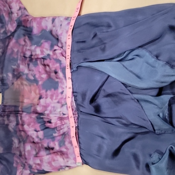 Luxe by Seraphine Size 6 Navy Blue & Pink Floral Silk Maternity Gown - Picture 10 of 16